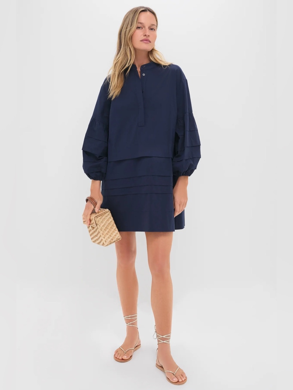 Pomander Place by Tuckernuck Navy Chelsea Dress sz L NWT Long Sleeve Oversized